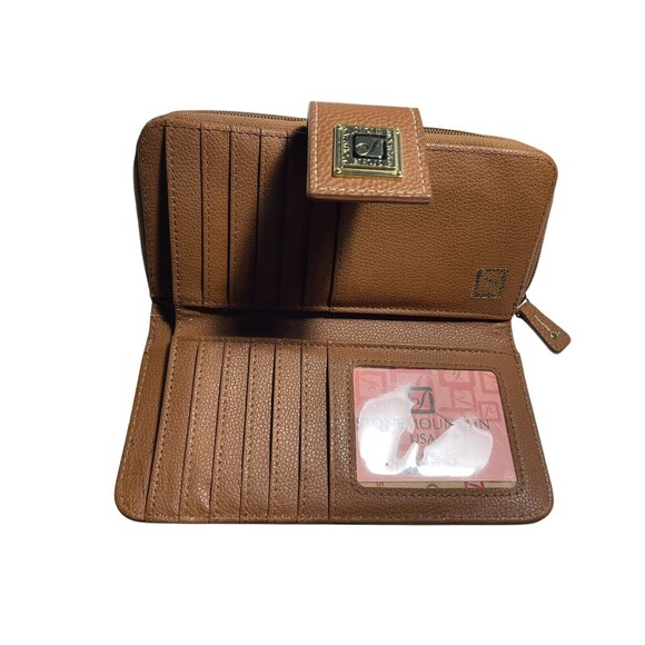 Stone Mountain Wallet Zip Around Continental Organizer Bonded Leather Pebble - Picture 3 of 4